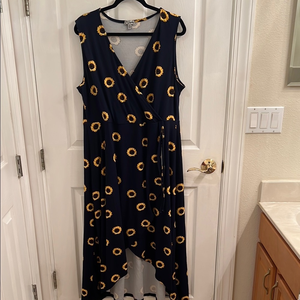 J for Justify Blue and Yellow Asymmetrical Sundress